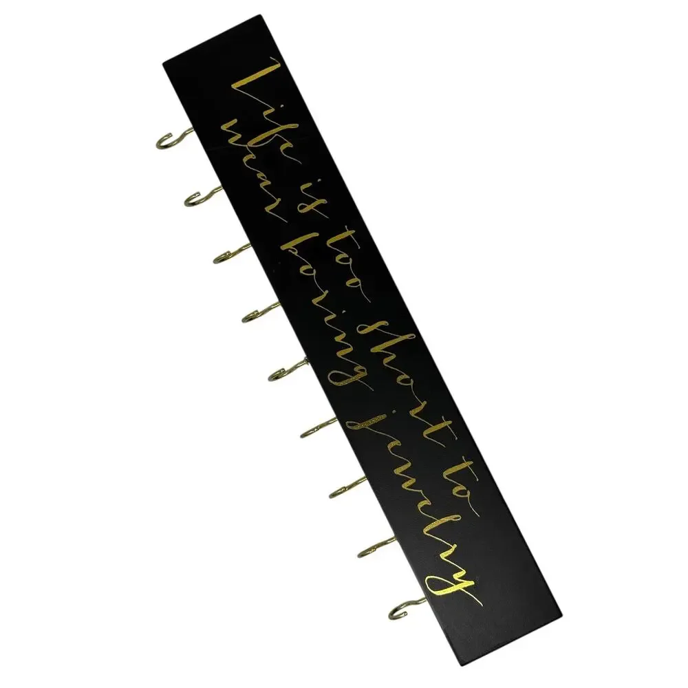 Jewelry Hook Wall Rack “Life Is Too Short” Gold Script Organizer - Picture 4 of 6